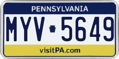 PA license plate MYV5649
