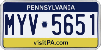 PA license plate MYV5651