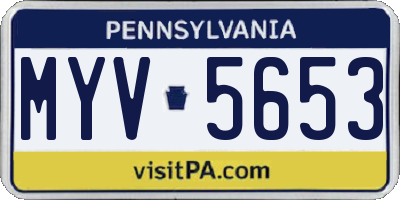PA license plate MYV5653