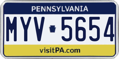 PA license plate MYV5654