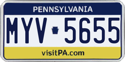PA license plate MYV5655
