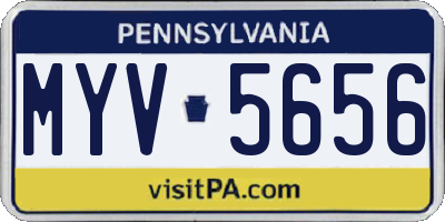PA license plate MYV5656