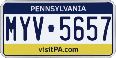 PA license plate MYV5657