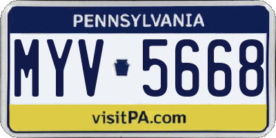 PA license plate MYV5668