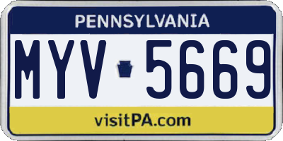 PA license plate MYV5669