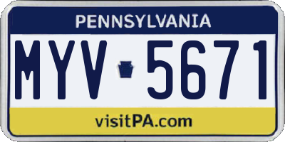 PA license plate MYV5671