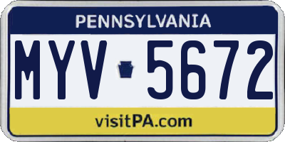PA license plate MYV5672