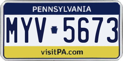 PA license plate MYV5673