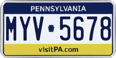 PA license plate MYV5678