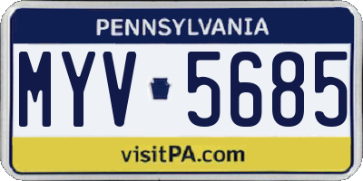 PA license plate MYV5685