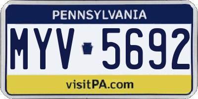PA license plate MYV5692