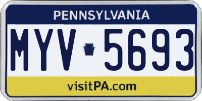 PA license plate MYV5693