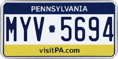 PA license plate MYV5694