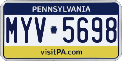 PA license plate MYV5698