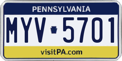 PA license plate MYV5701