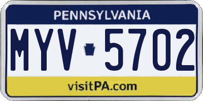 PA license plate MYV5702