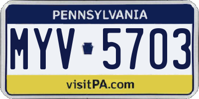 PA license plate MYV5703