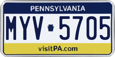 PA license plate MYV5705