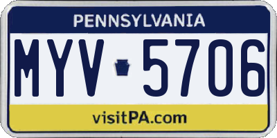 PA license plate MYV5706