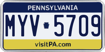 PA license plate MYV5709