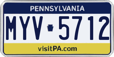 PA license plate MYV5712