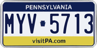 PA license plate MYV5713