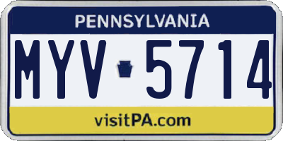 PA license plate MYV5714