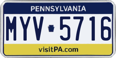 PA license plate MYV5716
