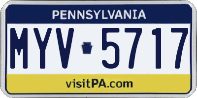 PA license plate MYV5717