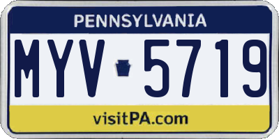 PA license plate MYV5719