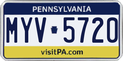 PA license plate MYV5720