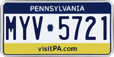 PA license plate MYV5721