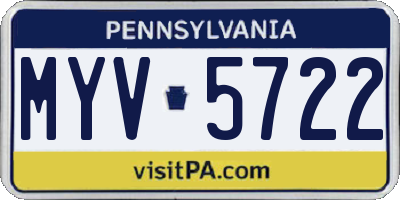 PA license plate MYV5722