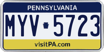PA license plate MYV5723