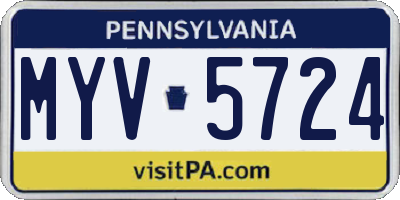 PA license plate MYV5724