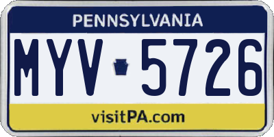PA license plate MYV5726