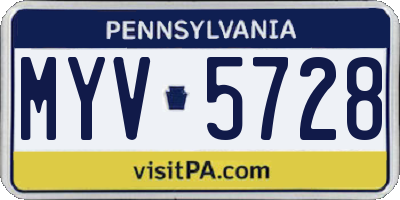 PA license plate MYV5728