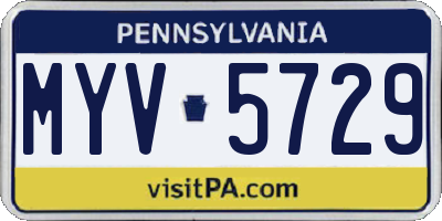 PA license plate MYV5729