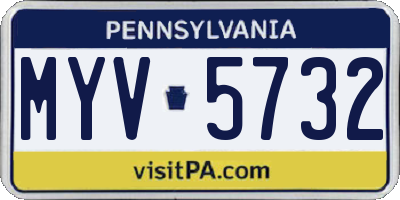 PA license plate MYV5732