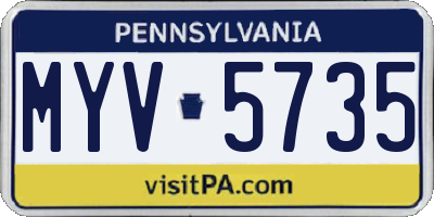PA license plate MYV5735