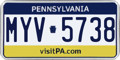 PA license plate MYV5738