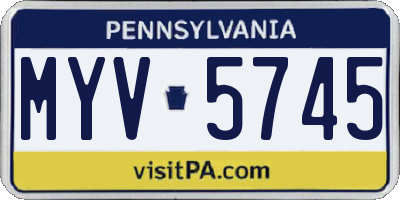 PA license plate MYV5745