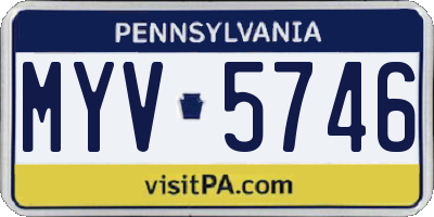 PA license plate MYV5746