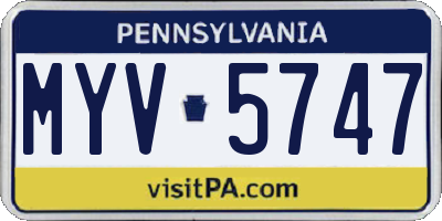 PA license plate MYV5747