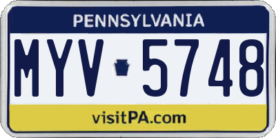 PA license plate MYV5748