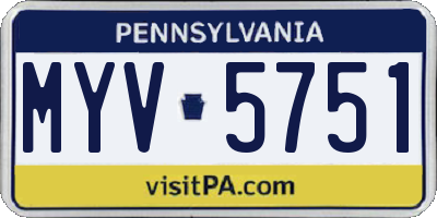 PA license plate MYV5751