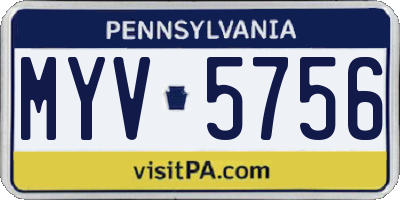 PA license plate MYV5756