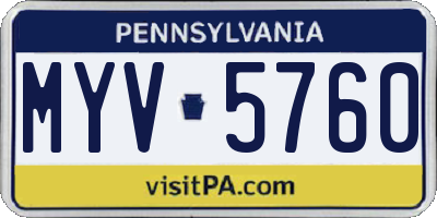 PA license plate MYV5760