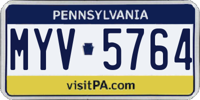 PA license plate MYV5764