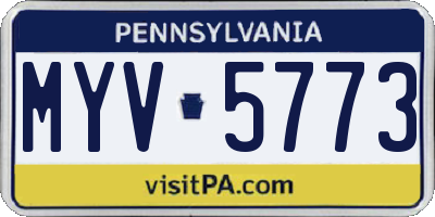 PA license plate MYV5773